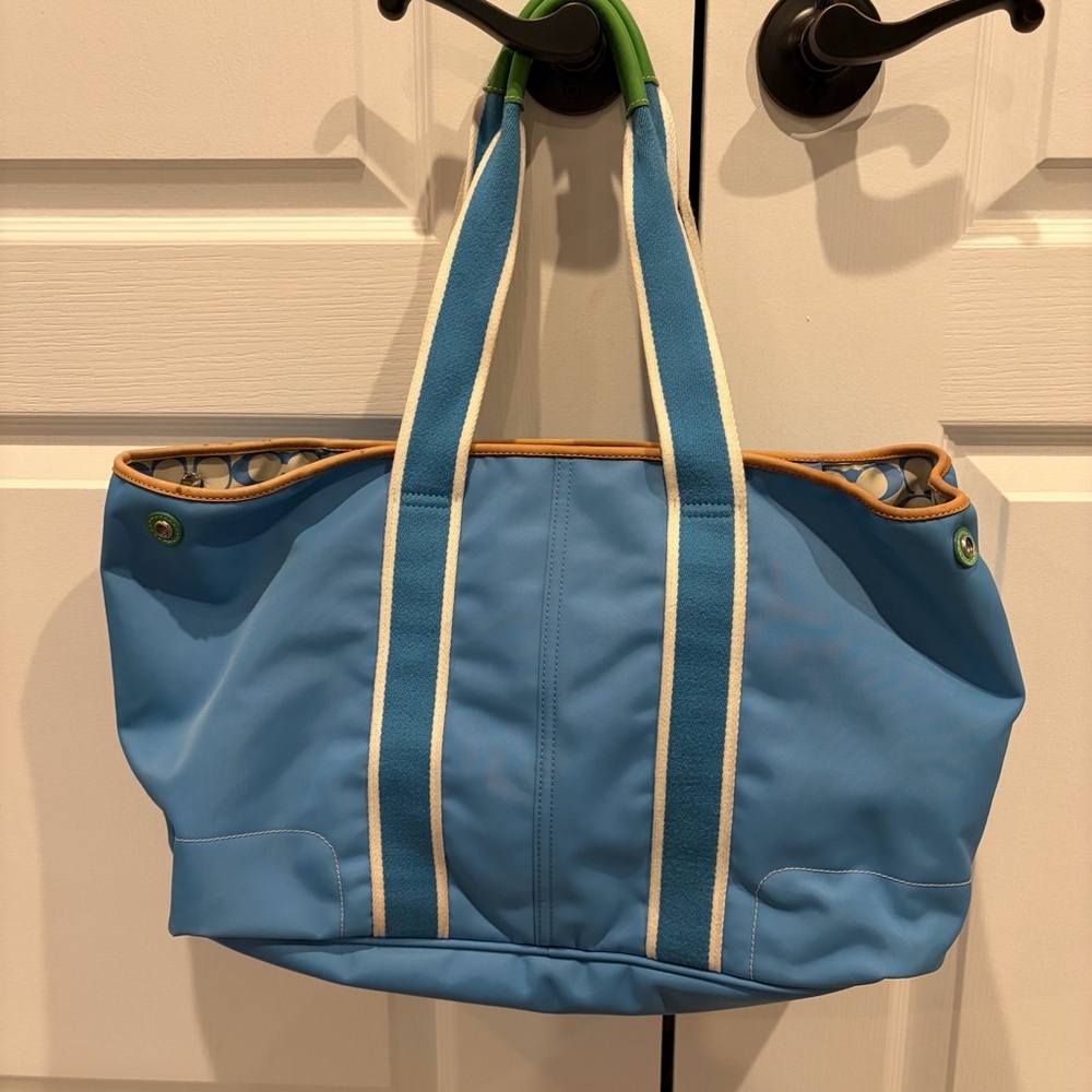 Coach Blue & Green Tote Bag - Picture 5 of 8